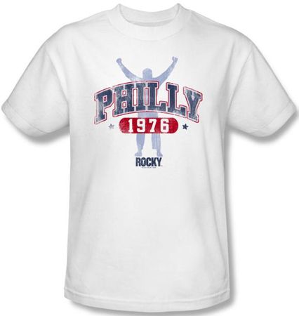Rocky T-shirt Philly 1976 Classic Adult White Tee Shirt