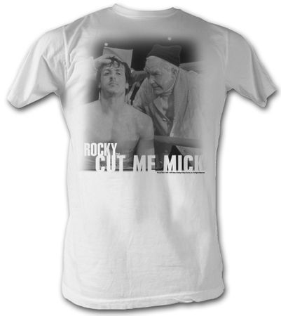 Rocky T-shirt Rock And Mick Cut Me Mick Adult White Tee Shirt