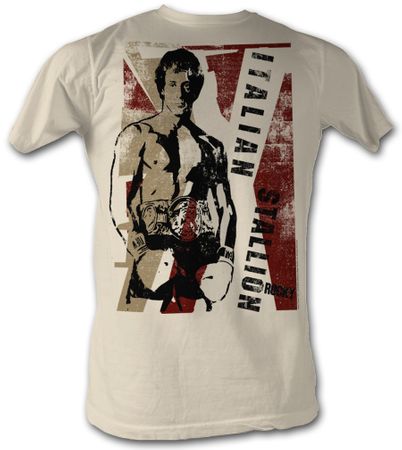 Rocky T-shirt Rocky Italian Stallion Adult Dirty White Tee Shirt