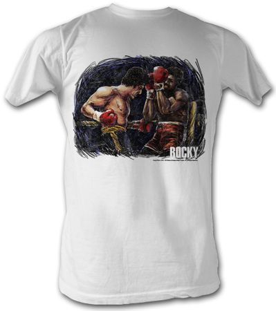 Rocky T-shirt Rocky VS Apollo Painting Adult White Tee Shirt