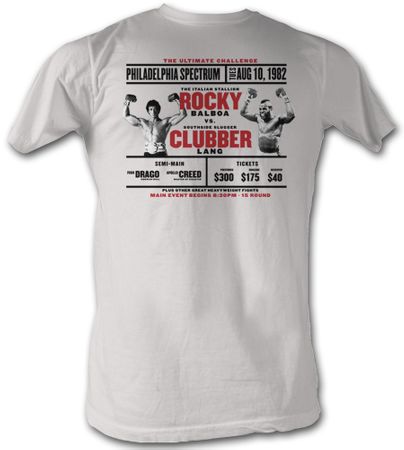 Rocky T-shirt Rocky VS Clubber Poster Adult Dirty White Tee Shirt