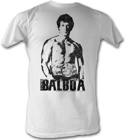 Rocky T-shirt Towering Over Classic Adult White Tee Shirt