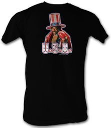 Rocky T-shirt USA Apollo Creed Adult Black Tee Shirt