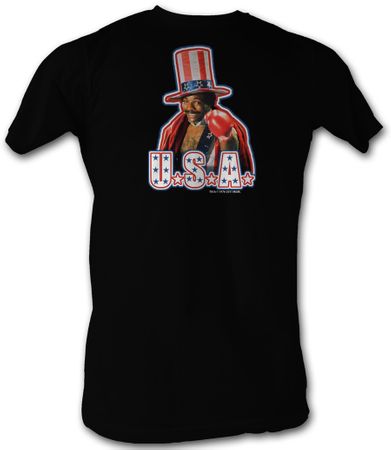 Rocky T-shirt USA Apollo Creed Adult Black Tee Shirt