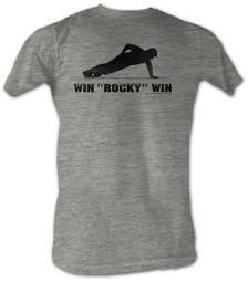 Rocky T-shirt Win More Rocky Pose Adult Heather Gray Tee Shirt