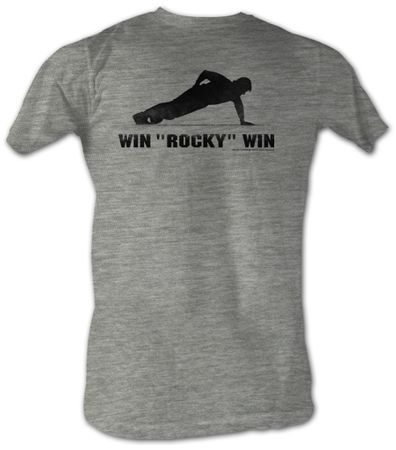 Rocky T-shirt Win More Rocky Pose Adult Heather Gray Tee Shirt