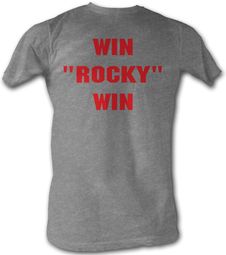 Rocky T-shirt Win Rocky Win Red Text Adult Heather Gray Tee Shirt