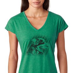 Rottweiler Sketch Ladies Tri Blend V-Neck Shirt Rottweiler Sketch Ladies Tri Blend V-Neck Shirt