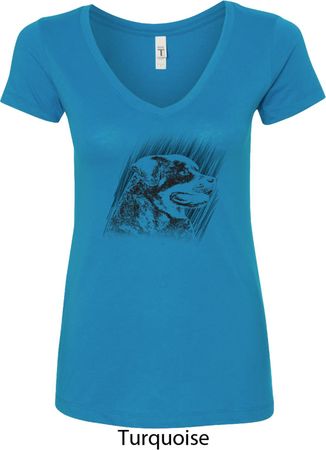 Rottweiler Sketch Ladies V-Neck Shirt