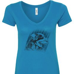Rottweiler Sketch Ladies V-Neck Shirt Rottweiler Sketch Ladies V-Neck Shirt