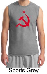Russian Shirt Hammer and Sickle Red Print Adult Muscle Shirt