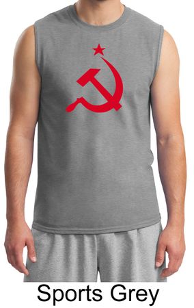 Russian Shirt Hammer and Sickle Red Print Adult Muscle Shirt