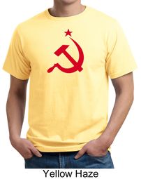 Russian Shirt Hammer and Sickle Red Print Adult Organic T-shirt
