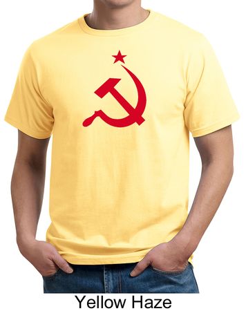 Russian Shirt Hammer and Sickle Red Print Adult Organic T-shirt