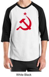 Russian Shirt Hammer and Sickle Red Print Adult Raglan Shirt