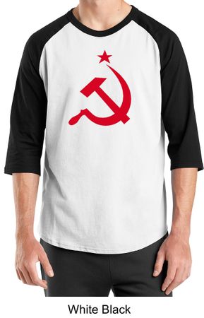 Russian Shirt Hammer and Sickle Red Print Adult Raglan Shirt