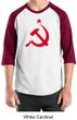Russian Shirt Hammer and Sickle Red Print Adult Raglan Shirt