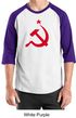 Russian Shirt Hammer and Sickle Red Print Adult Raglan Shirt