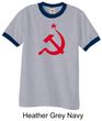 Russian Shirt Hammer and Sickle Red Print Adult Ringer Shirt