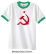 Russian Shirt Hammer and Sickle Red Print Adult Ringer Shirt
