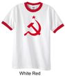 Russian Shirt Hammer and Sickle Red Print Adult Ringer Shirt