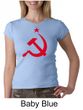 Russian Shirt Hammer and Sickle Red Print Ladies Crew Neck Shirt