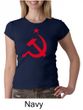 Russian Shirt Hammer and Sickle Red Print Ladies Crew Neck Shirt