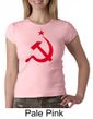Russian Shirt Hammer and Sickle Red Print Ladies Crew Neck Shirt