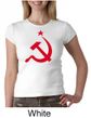 Russian Shirt Hammer and Sickle Red Print Ladies Crew Neck Shirt