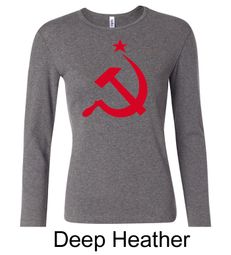 Russian Shirt Hammer and Sickle Red Print Ladies Long Sleeve Shirt
