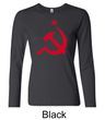 Russian Shirt Hammer and Sickle Red Print Ladies Long Sleeve Shirt