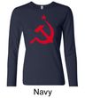 Russian Shirt Hammer and Sickle Red Print Ladies Long Sleeve Shirt