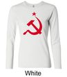 Russian Shirt Hammer and Sickle Red Print Ladies Long Sleeve Shirt