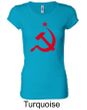 Russian Shirt Hammer and Sickle Red Print Ladies Longer Length Shirt