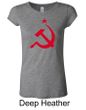 Russian Shirt Hammer and Sickle Red Print Ladies Longer Length Shirt