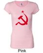 Russian Shirt Hammer and Sickle Red Print Ladies Longer Length Shirt