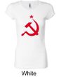 Russian Shirt Hammer and Sickle Red Print Ladies Longer Length Shirt