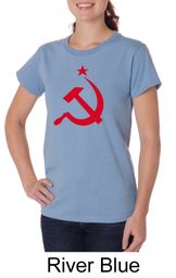 Russian Shirt Hammer and Sickle Red Print Ladies Organic T-shirt