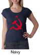 Russian Shirt Hammer and Sickle Red Print Ladies Scoop Neck Shirt