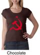 Russian Shirt Hammer and Sickle Red Print Ladies Scoop Neck Shirt
