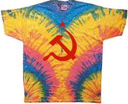Russian Shirt Hammer and Sickle Red Print Woodstock Tie Dye T-shirt