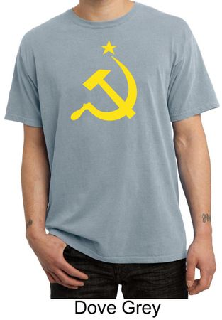 Russian Shirt Hammer and Sickle USSR Adult Pigment Dyed T-shirt