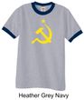 Russian Shirt Hammer and Sickle USSR Adult Ringer Shirt