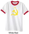 Russian Shirt Hammer and Sickle USSR Adult Ringer Shirt