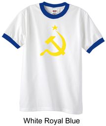 Russian Shirt Hammer and Sickle USSR Adult Ringer Shirt