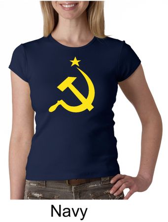 Russian Shirt Hammer and Sickle USSR Ladies Crew Neck Shirt