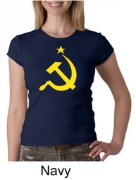 Russian Shirt Hammer and Sickle USSR Ladies Crew Neck Shirt