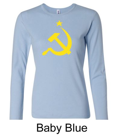 Russian Shirt Hammer and Sickle USSR Ladies Long Sleeve Shirt