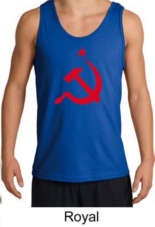 Russian Tank Hammer and Sickle Red Print Adult Tanktop