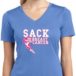 Sack Breast Cancer Ladies Moisture Wicking V-neck Shirt